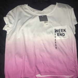 white and purple ombré shirt